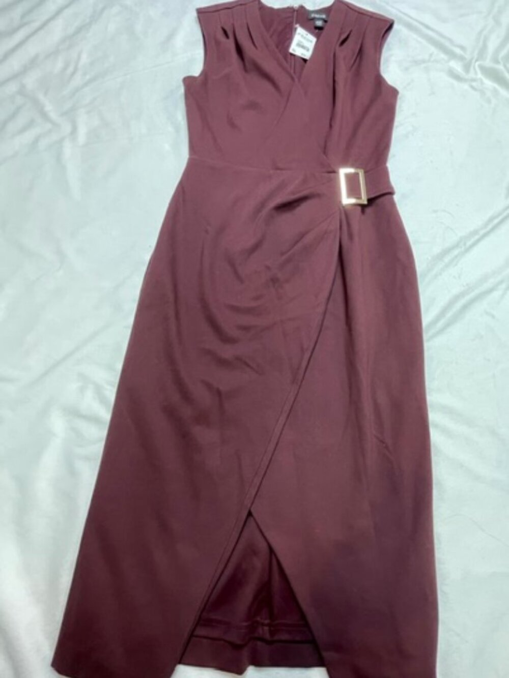 Cache Women's Faux Wrap Midi Dress, Red Burgundy, Size XXS